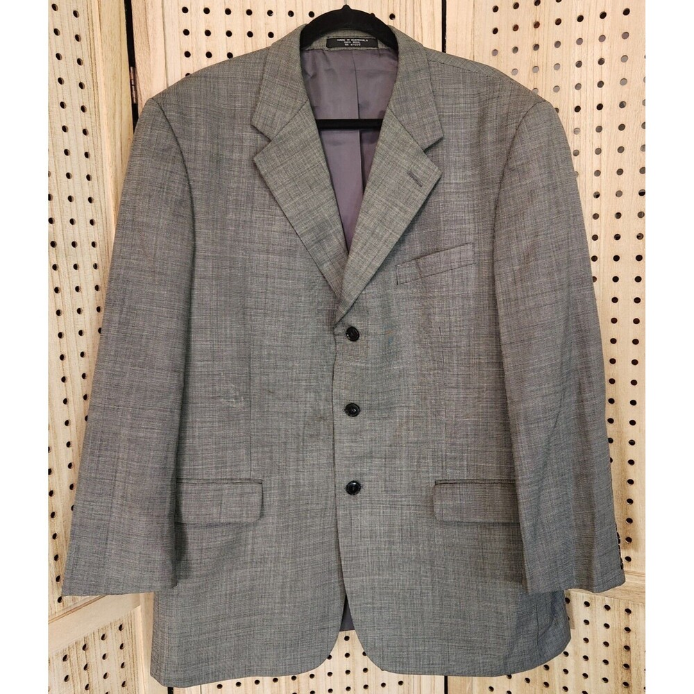 Jones New York Mens Suit Jacket Golden Twist Imported Fabric 100% Pure Wool Gray